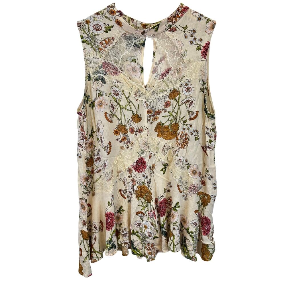 Suzanne Betro Sleeveless Flowy Floral Tank Size XL Fairy Romantic Indie Boho